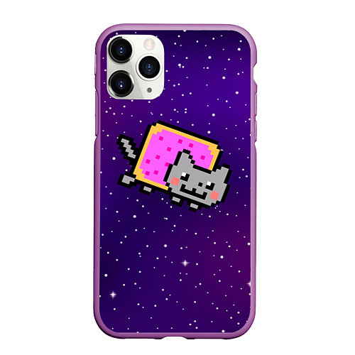 Чехол iPhone 11 Pro матовый Nyan Cat / 3D-Фиолетовый – фото 1