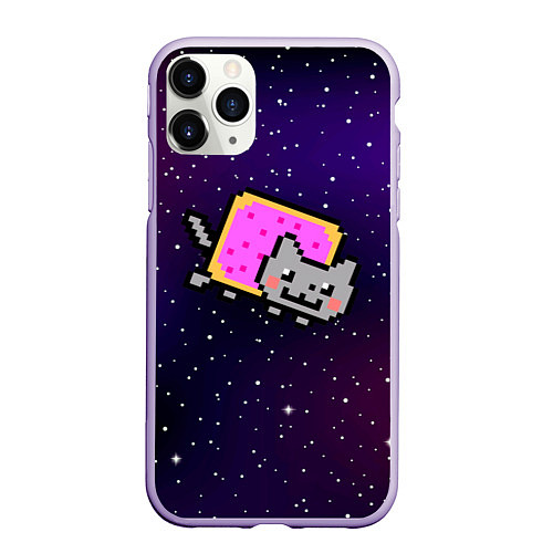 Чехол iPhone 11 Pro матовый Nyan Cat / 3D-Светло-сиреневый – фото 1