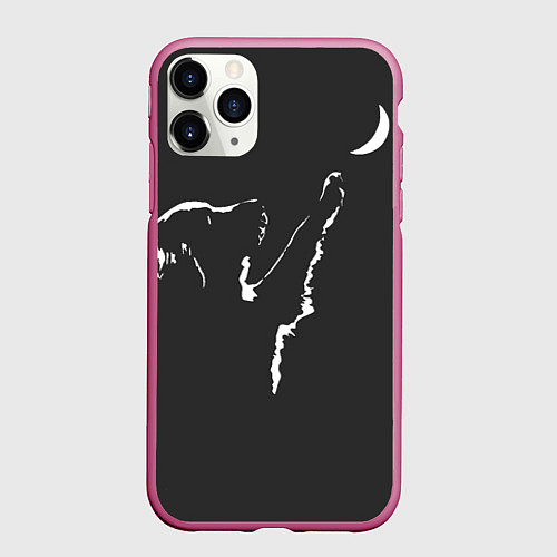 Чехол iPhone 11 Pro матовый Лунопёс / 3D-Малиновый – фото 1