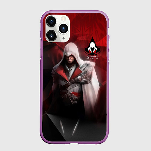 Чехол iPhone 11 Pro матовый Assasin's creed / 3D-Фиолетовый – фото 1
