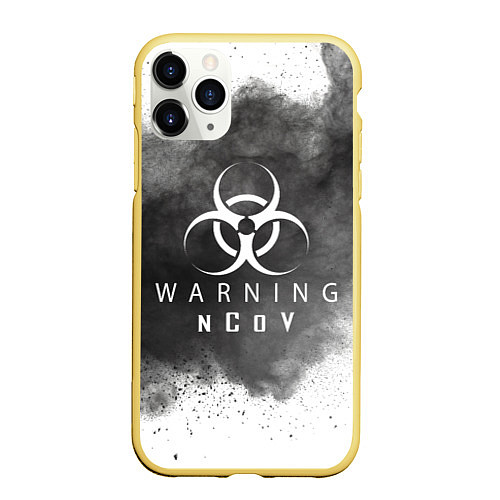 Чехол iPhone 11 Pro матовый Warning NCoV / 3D-Желтый – фото 1