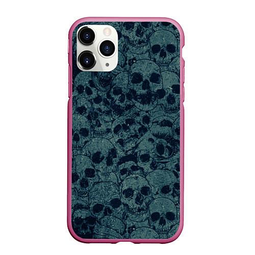 Чехол iPhone 11 Pro матовый Skull / 3D-Малиновый – фото 1