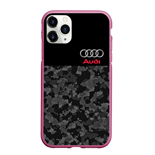 Чехол iPhone 11 Pro матовый AUDI / 3D-Малиновый – фото 1