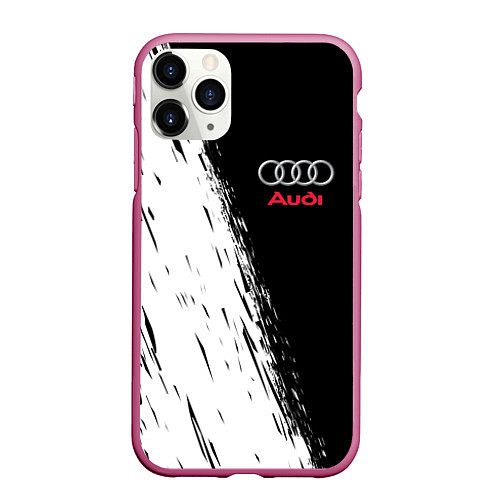 Чехол iPhone 11 Pro матовый AUDI / 3D-Малиновый – фото 1