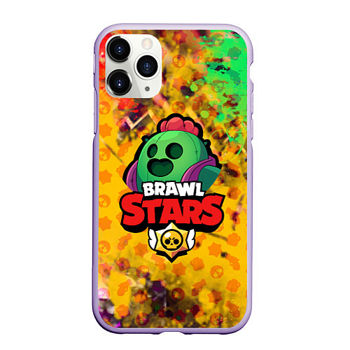 Чехол iPhone 11 Pro матовый BRAWL STARS:SPIKE / 3D-Светло-сиреневый – фото 1