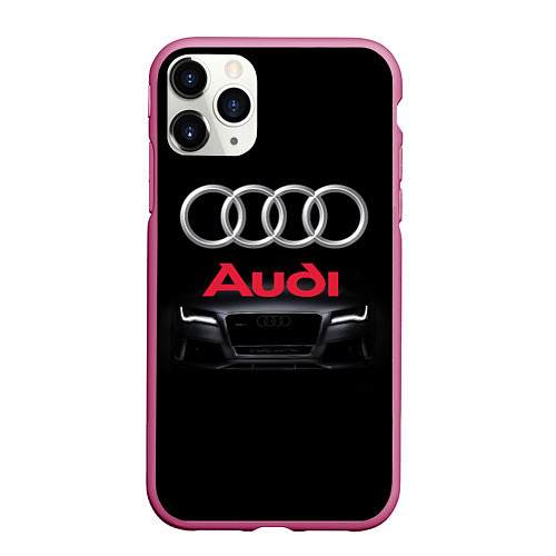 Чехол iPhone 11 Pro матовый AUDI / 3D-Малиновый – фото 1