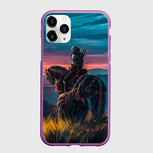 Чехол iPhone 11 Pro матовый The Witcher / 3D-Фиолетовый – фото 1