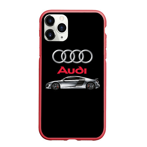 Чехол iPhone 11 Pro матовый AUDI / 3D-Красный – фото 1