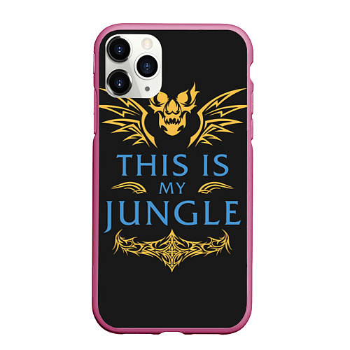 Чехол iPhone 11 Pro матовый This is my Jungle / 3D-Малиновый – фото 1