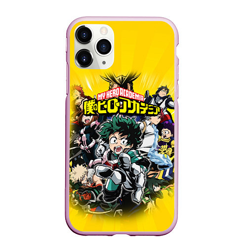 Чехол iPhone 11 Pro матовый MY HERO ACADEMIA группа героев / 3D-Розовый – фото 1