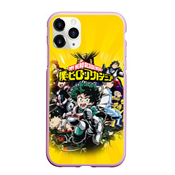 Чехол iPhone 11 Pro матовый MY HERO ACADEMIA группа героев, цвет: 3D-розовый