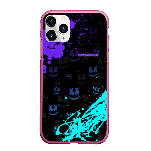 Чехол iPhone 11 Pro матовый Marshmello / 3D-Малиновый – фото 1