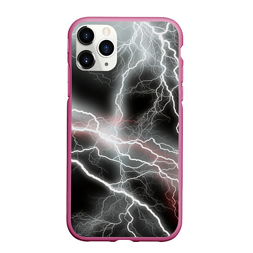 Чехол iPhone 11 Pro матовый Молния / 3D-Малиновый – фото 1