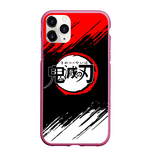 Чехол iPhone 11 Pro матовый KIMETSU NO YAIBA / 3D-Малиновый – фото 1