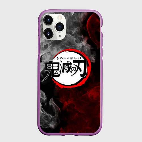Чехол iPhone 11 Pro матовый KIMETSU NO YAIBA / 3D-Фиолетовый – фото 1