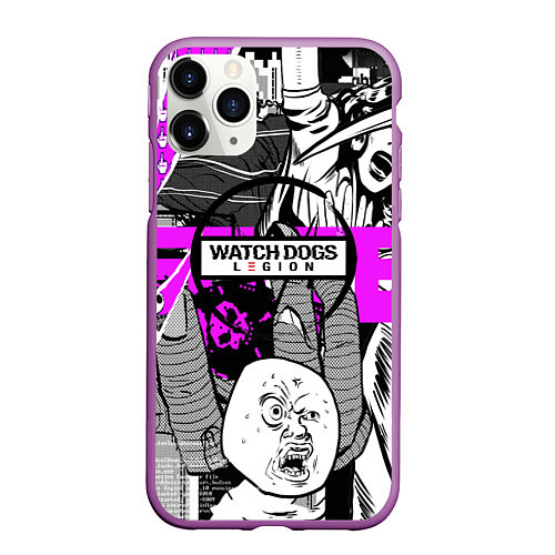 Чехол iPhone 11 Pro матовый WATCH DOGS:LEGION / 3D-Фиолетовый – фото 1