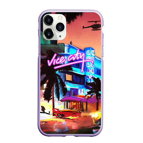 Чехол iPhone 11 Pro матовый GTA: VICE CITY / 3D-Светло-сиреневый – фото 1