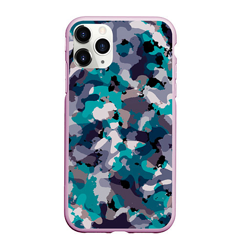 Чехол iPhone 11 Pro матовый Камуфляж: ледяной / 3D-Розовый – фото 1