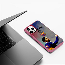 Чехол iPhone 11 Pro матовый Messi, цвет: 3D-малиновый — фото 2