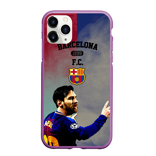 Чехол iPhone 11 Pro матовый Messi / 3D-Фиолетовый – фото 1