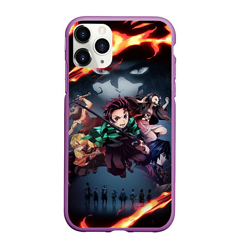 Чехол iPhone 11 Pro матовый KIMETSU NO YAIBA / 3D-Фиолетовый – фото 1