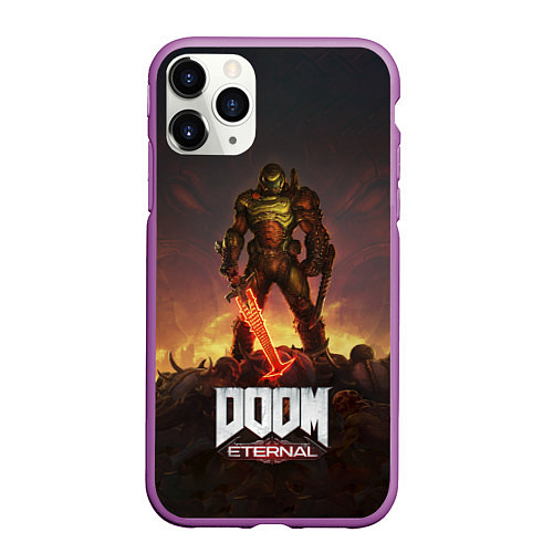 Чехол iPhone 11 Pro матовый DOOM ETERNAL / 3D-Фиолетовый – фото 1