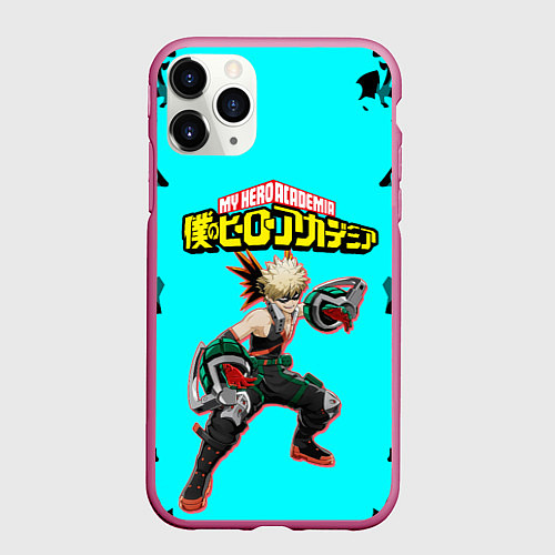 Чехол iPhone 11 Pro матовый MY HERO ACADEMIA на синем / 3D-Малиновый – фото 1