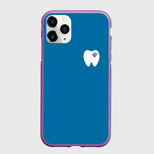 Чехол iPhone 11 Pro матовый Стоматолог / 3D-Фиолетовый – фото 1