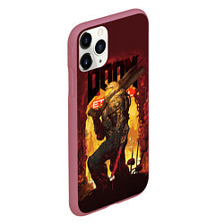 Чехол iPhone 11 Pro матовый Doom Eternal, цвет: 3D-малиновый — фото 2