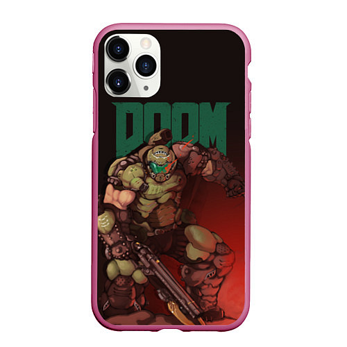 Чехол iPhone 11 Pro матовый Doom / 3D-Малиновый – фото 1