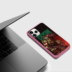 Чехол iPhone 11 Pro матовый Doom, цвет: 3D-малиновый — фото 2
