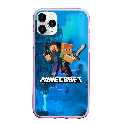 Чехол iPhone 11 Pro матовый Minecraft Майнкрафт / 3D-Розовый – фото 1