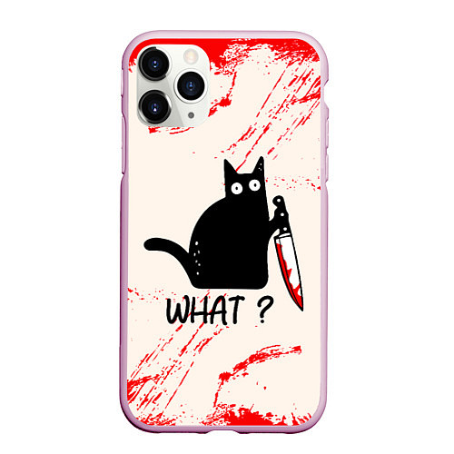 Чехол iPhone 11 Pro матовый What cat / 3D-Розовый – фото 1