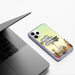 Чехол iPhone 11 Pro матовый GTA 5, цвет: 3D-светло-сиреневый — фото 2