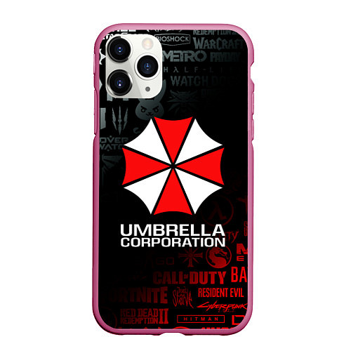 Чехол iPhone 11 Pro матовый RESIDENT EVIL UMBRELLA CORP / 3D-Малиновый – фото 1