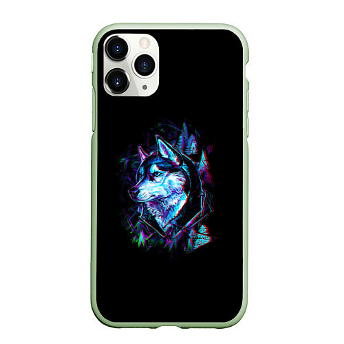 Чехол iPhone 11 Pro матовый Wolf / 3D-Салатовый – фото 1