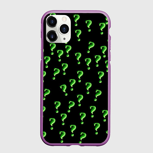 Чехол iPhone 11 Pro матовый Знак вопроса / 3D-Фиолетовый – фото 1