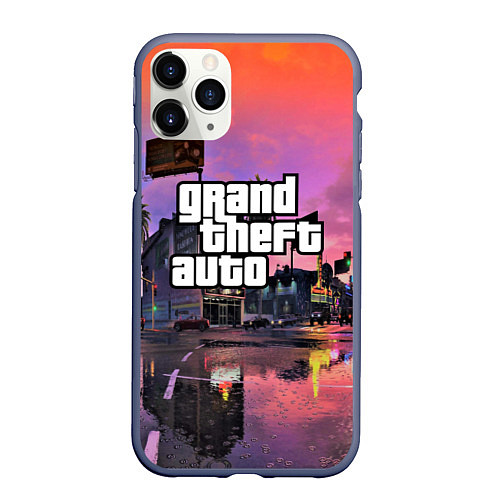 Чехол iPhone 11 Pro матовый GTA VI / 3D-Серый – фото 1