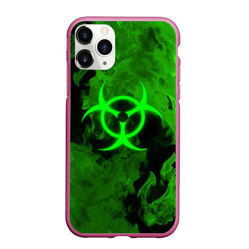 Чехол iPhone 11 Pro матовый BIOHAZARD / 3D-Малиновый – фото 1