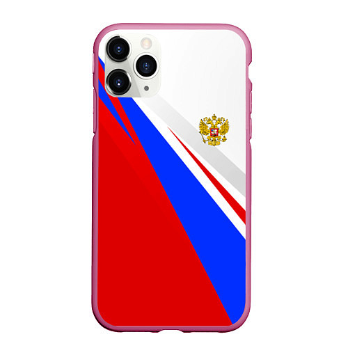 Чехол iPhone 11 Pro матовый Россия / 3D-Малиновый – фото 1