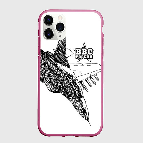 Чехол iPhone 11 Pro матовый ВВС России / 3D-Малиновый – фото 1