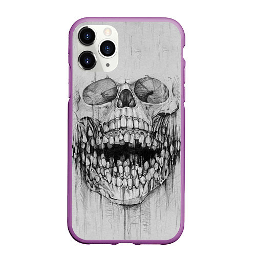 Чехол iPhone 11 Pro матовый Dentist skull / 3D-Фиолетовый – фото 1