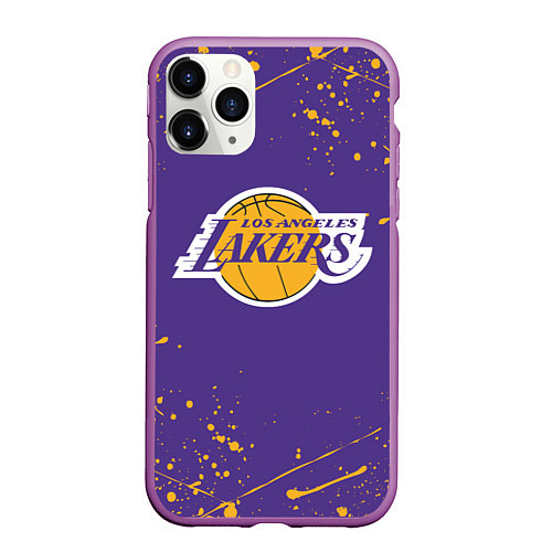 Чехол iPhone 11 Pro матовый LA LAKERS / 3D-Фиолетовый – фото 1