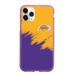 Чехол iPhone 11 Pro матовый LA LAKERS, цвет: 3D-фиолетовый