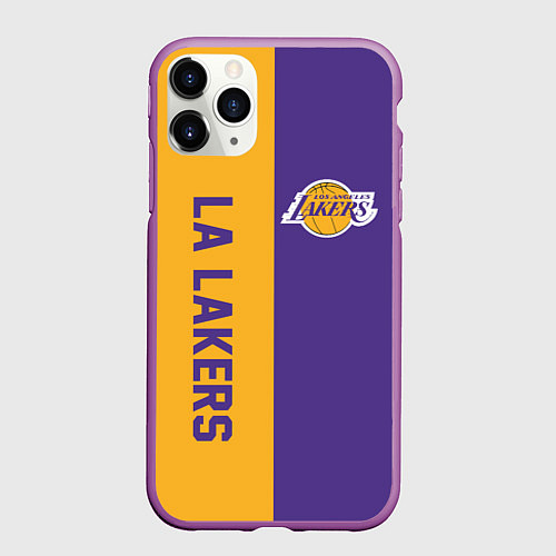 Чехол iPhone 11 Pro матовый LA LAKERS / 3D-Фиолетовый – фото 1