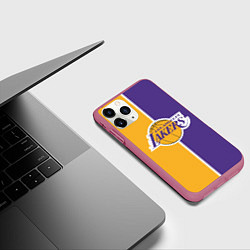 Чехол iPhone 11 Pro матовый LA LAKERS, цвет: 3D-малиновый — фото 2