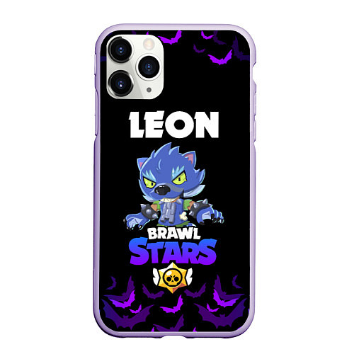 Чехол iPhone 11 Pro матовый Brawl stars leon оборотень / 3D-Светло-сиреневый – фото 1