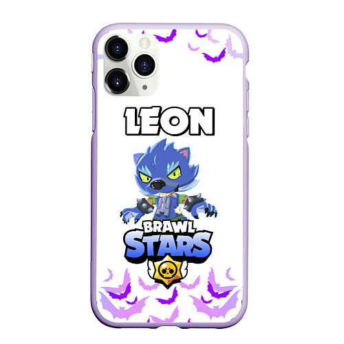 Чехол iPhone 11 Pro матовый Brawl stars leon оборотень / 3D-Светло-сиреневый – фото 1