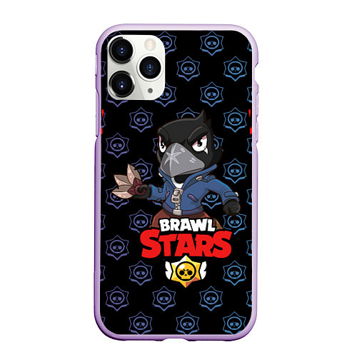 Чехол iPhone 11 Pro матовый BRAWL STARS CROW / 3D-Сиреневый – фото 1