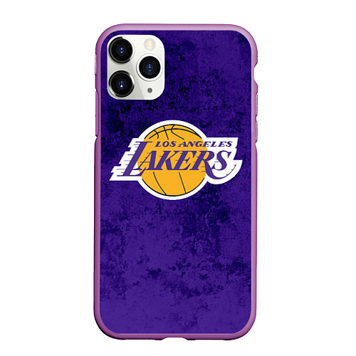 Чехол iPhone 11 Pro матовый LA LAKERS / 3D-Фиолетовый – фото 1